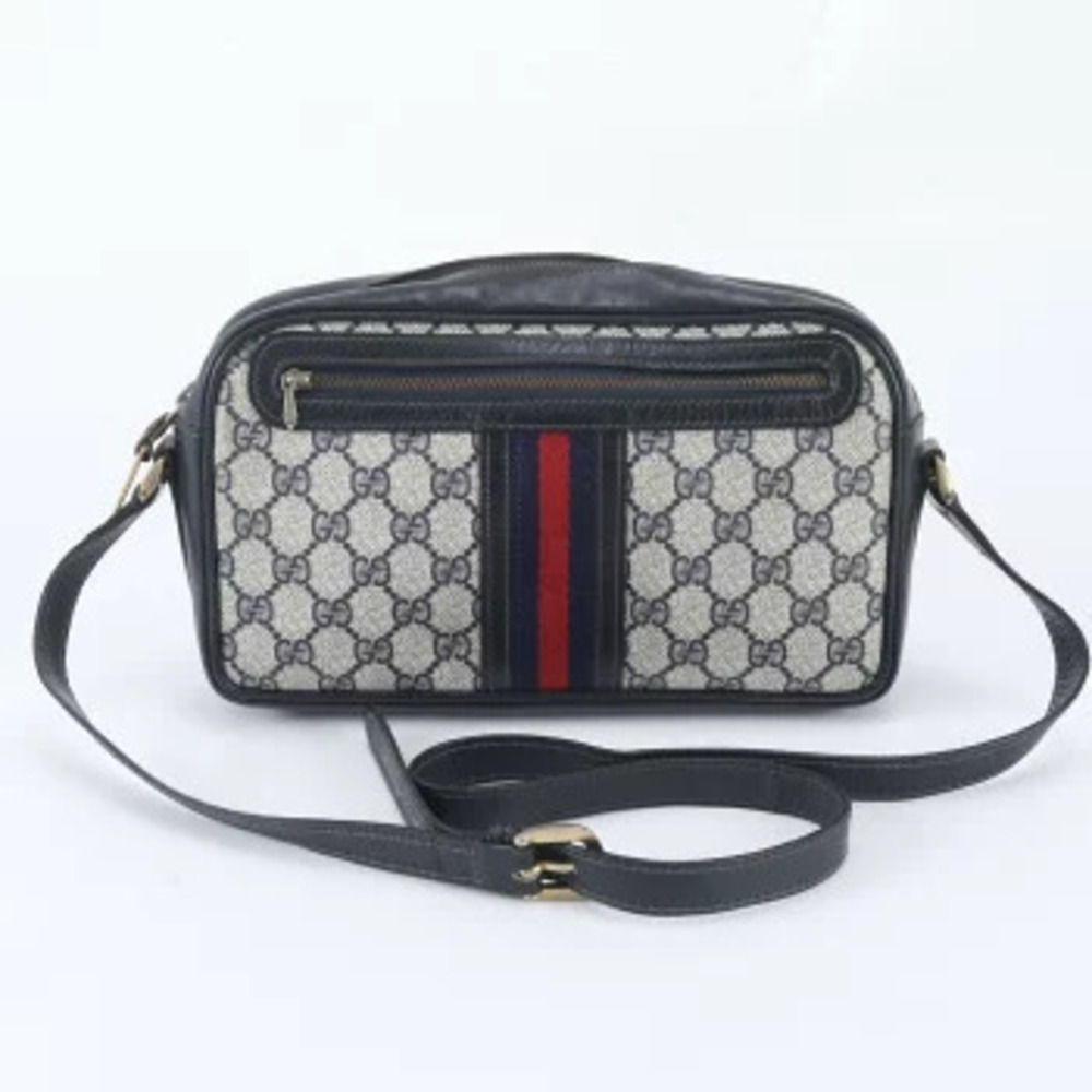 Gucci GG Supreme Leather Crossbody Bag Blue Black